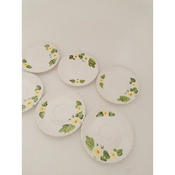 Lefton Set Of 6 Vintage Ceramic Floral-Embossed Saucer Plates - Picture 12 of 12